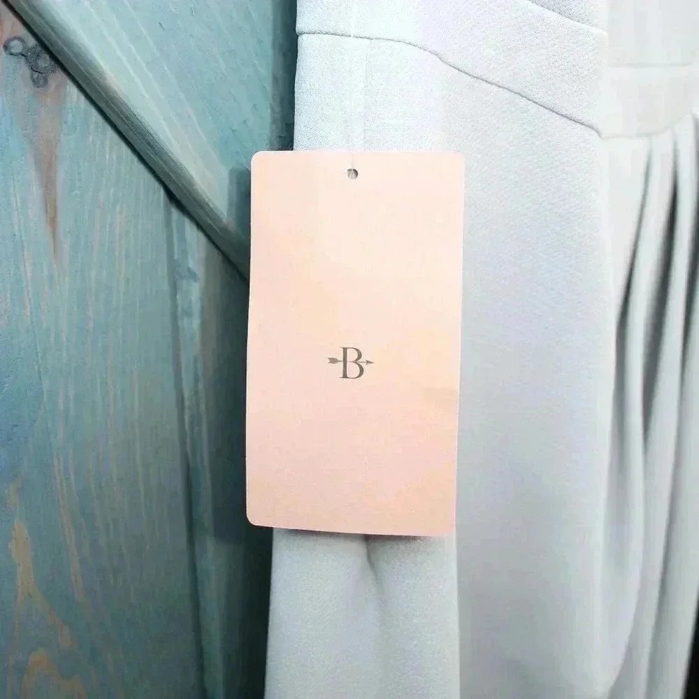 BHLDN Lyra V-Neck Faux-Wrap Crepe Midi Dress Blue Size 16 Anthropologie NWT - Picture 11 of 13